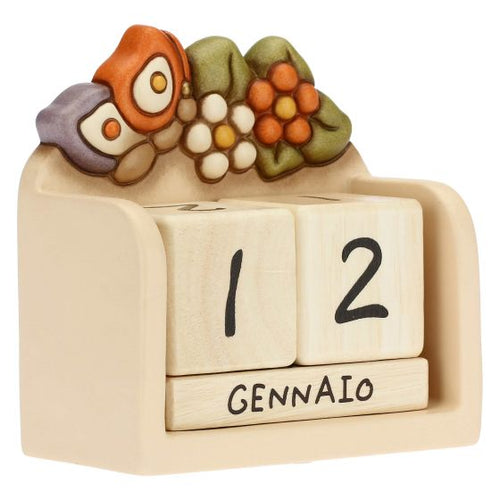 THUN, Calendario Perpetuo Da Tavolo in Ceramica Decorata a Mano