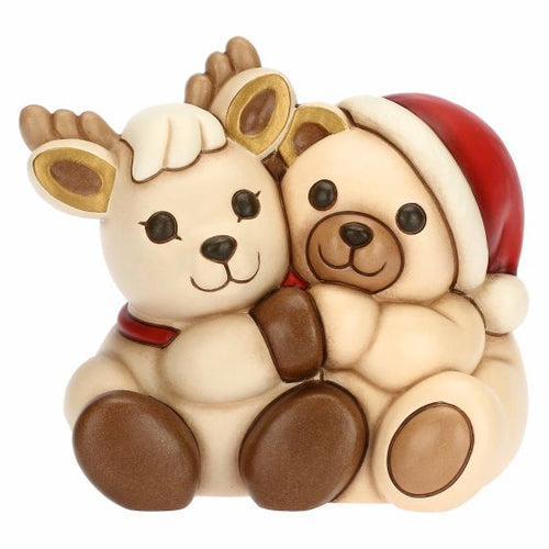Thun Coppia Teddy e Renna Robin abbracciati in ceramica - F3318A82