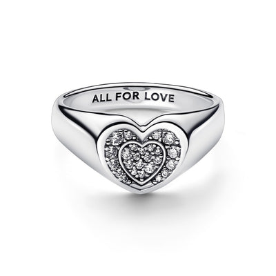 Anello Donna Pandora Cuore Pavé Sigillo - 192491C01 - Gioielleria De Patto