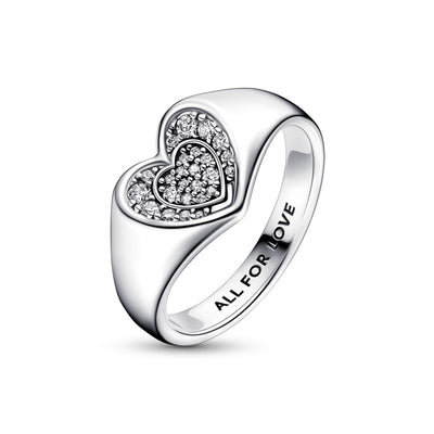 Anello Donna Pandora Cuore Pavé Sigillo - 192491C01 - Gioielleria De Patto
