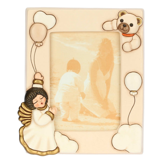 Thun Portafoto Angelo con Teddy in ceramica - K3805H90