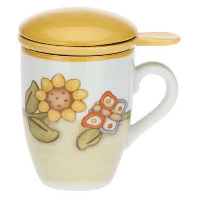 Thun Tisaniera in porcellana Country con girasole e farfalla - P3764E02 - Gioielleria De Patto