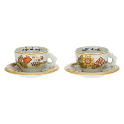 Thun Set 2 tazze Country con fiori, farfalla e uccellino medio - P3771E02 - Gioielleria De Patto