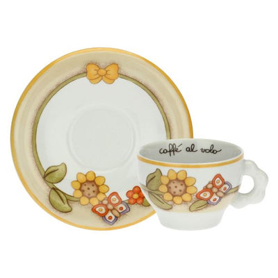Thun Set 2 tazze Country con fiori, farfalla e uccellino medio - P3771E02 - Gioielleria De Patto