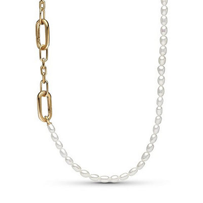 Collana Donna Pandora Maglia Link Slim con Perle dAcqua Dolce Coltivate Pandora ME - 362302C01 - Gioielleria De Patto