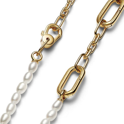 Collana Donna Pandora Maglia Link Slim con Perle dAcqua Dolce Coltivate Pandora ME - 362302C01 - Gioielleria De Patto