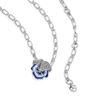 Collana Donna Pandora Viola del Pensiero Blu Luminosa - 390770C01 - Gioielleria De Patto