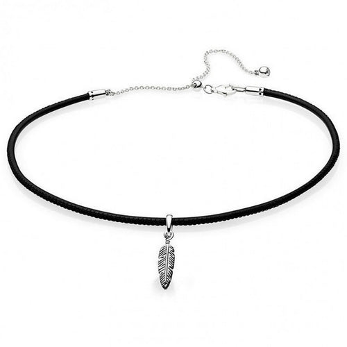 Collana Donna Pandora Choker Nero con Piuma - 397197CBK