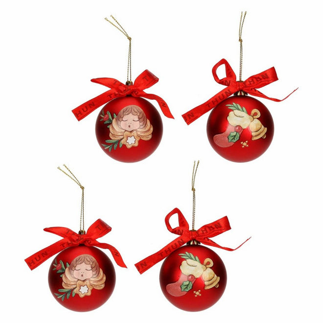 Thun Set 4 palline di Natale rosse in poliestere, piccole - S3356A91 - Gioielleria De Patto