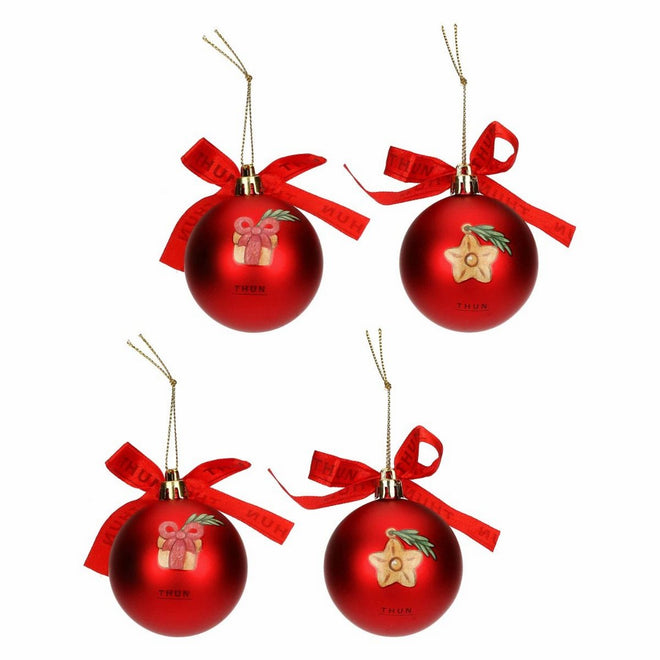 Thun Set 4 palline di Natale rosse in poliestere, piccole - S3356A91 - Gioielleria De Patto