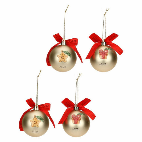 Thun Set 4 palline di Natale oro in poliestere, piccole - S3357A91 - Gioielleria De Patto